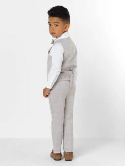 Boys Checked Light Grey Waistcoat Suit -Stylish Children's Clothing Store 4 97 4 43741.1619021494