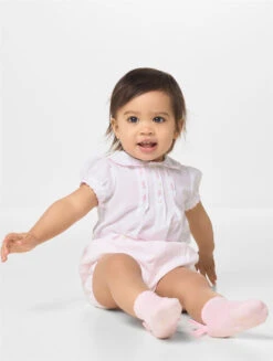 Sarah Louise Girls White & Pink Christening Outfit - Mabel