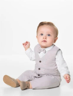 Baby Boys Stone Grey Suit Romper