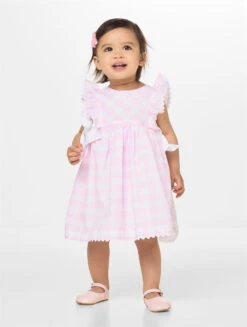Patachou Girls Pink Checked Dress - Elodie