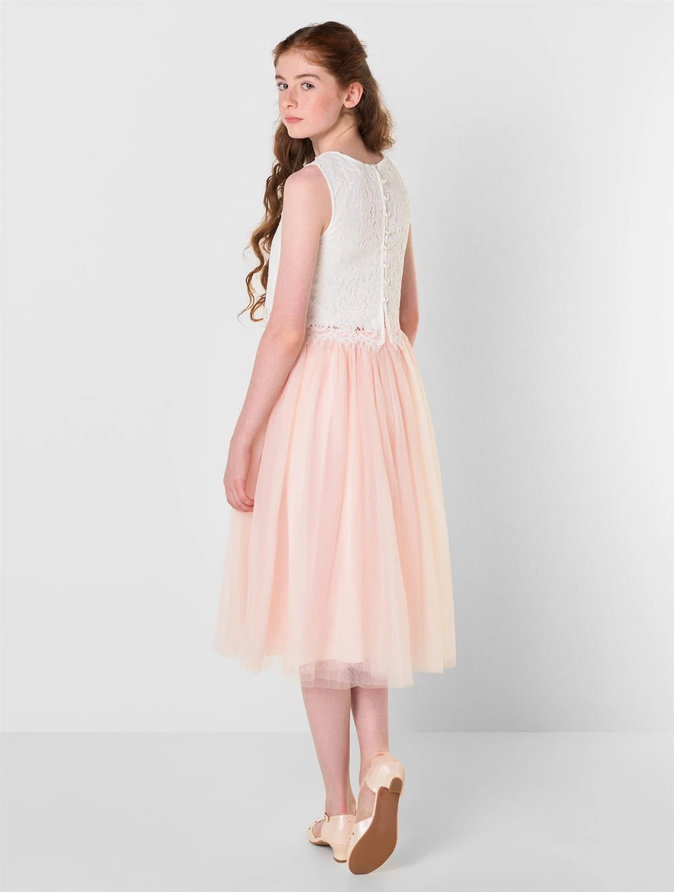 Girls Blush Pink Midi Skirt - Willow 5 Girls Blush Pink Midi Skirt - Willow - Image 3