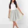 Girls White Top & Sage Tutu Skirt Set - Frances
