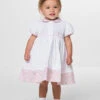 Sarah Louise Girls White & Pink Dress - Lucille