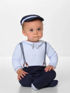 Beau Kid Navy And White Romper - Logan