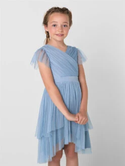Sustainable Cornflower Blue Flower Girls Dress - Annabel -Stylish Children's Clothing Store annabel cb 03 23057.1657299672