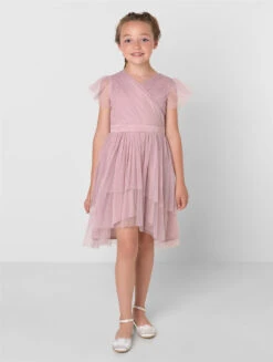 Sustainable Frosted Pink Flower Girls Dress - Annabel