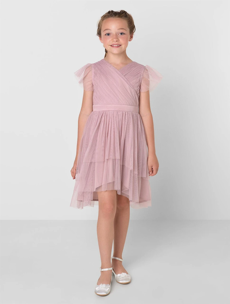 Sustainable Frosted Pink Flower Girls Dress - Annabel 3 Sustainable Frosted Pink Flower Girls Dress - Annabel