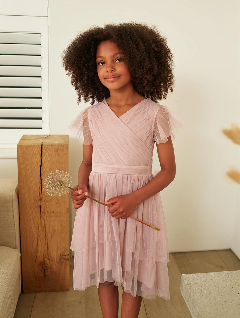 Sustainable Frosted Pink Flower Girls Dress - Annabel 4 Sustainable Frosted Pink Flower Girls Dress - Annabel - Image 2