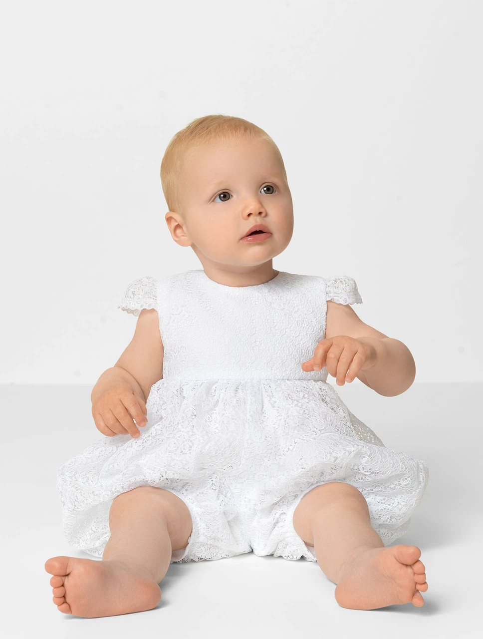 Busy B Girls White Christening Romper 3 Busy B Girls White Christening Romper