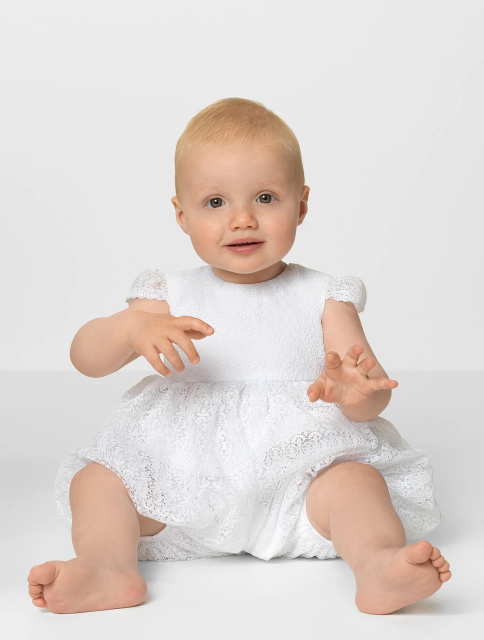 Busy B Girls White Christening Romper 6 Busy B Girls White Christening Romper - Image 4