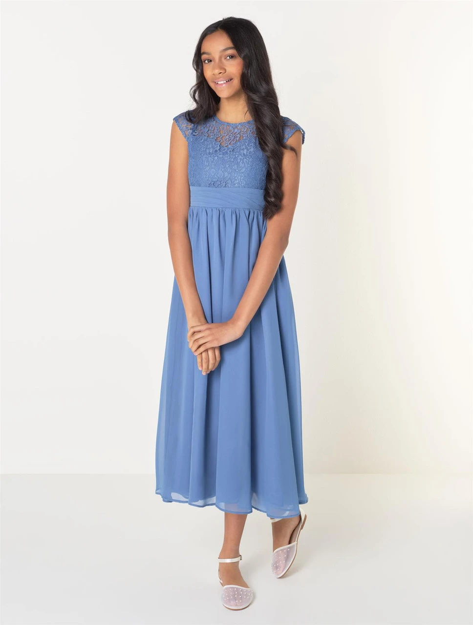 Girls Aegean Blue Dress - Victoria 7 Girls Aegean Blue Dress - Victoria - Image 5