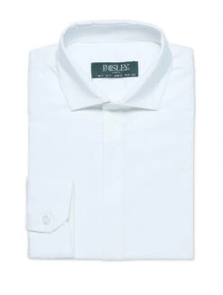 Boys White Concealed Button Shirt