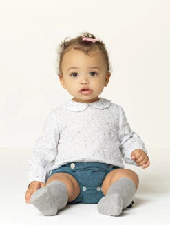 Ancars Baby Girls White & Green Romper