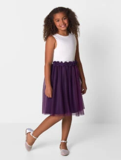 Chi Chi London Girls White & Purple Berry Dress