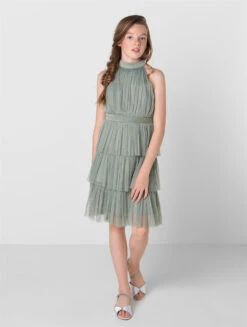 Girls Sustainable Green Party Dress - Clarice