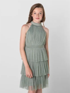 Girls Sustainable Green Party Dress - Clarice -Stylish Children's Clothing Store clarice fg 03 06657.1657300149