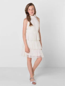 Girls Sustainable Ivory Party Dress - Clarice