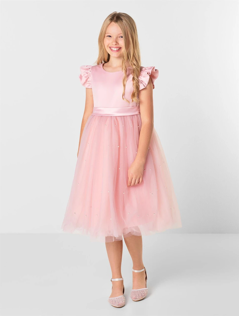 Girls Pink Pearl Dress - Rhea 6 Girls Pink Pearl Dress - Rhea - Image 4