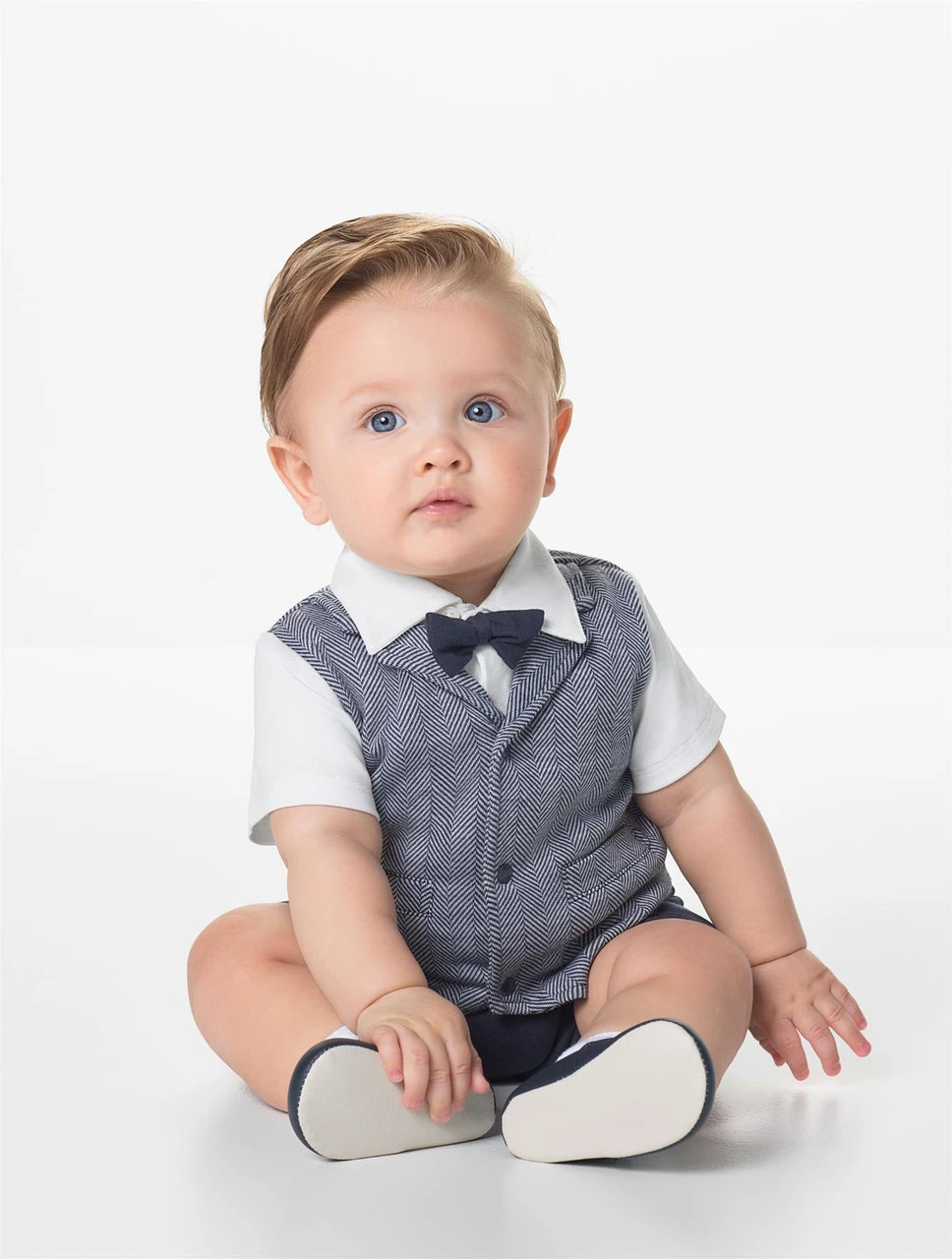 Baby Boys Navy Suit Romper 3 Baby Boys Navy Suit Romper