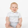 Sarah Louise Baby Boys White & Grey Romper -Stylish Children's Clothing Store elijah tuli 1 20309.1619021560