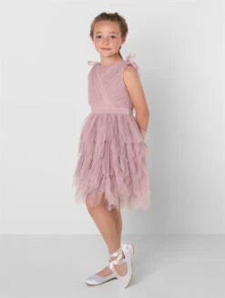 Sustainable Frosted Pink Flower Girls Dress - Emily -Stylish Children's Clothing Store emily fp 02b 78441.1657299864
