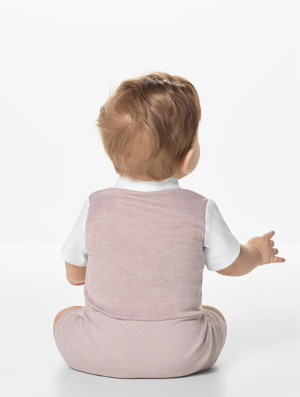 Baby Boys Beige Suit Romper 4 Baby Boys Beige Suit Romper - Image 2