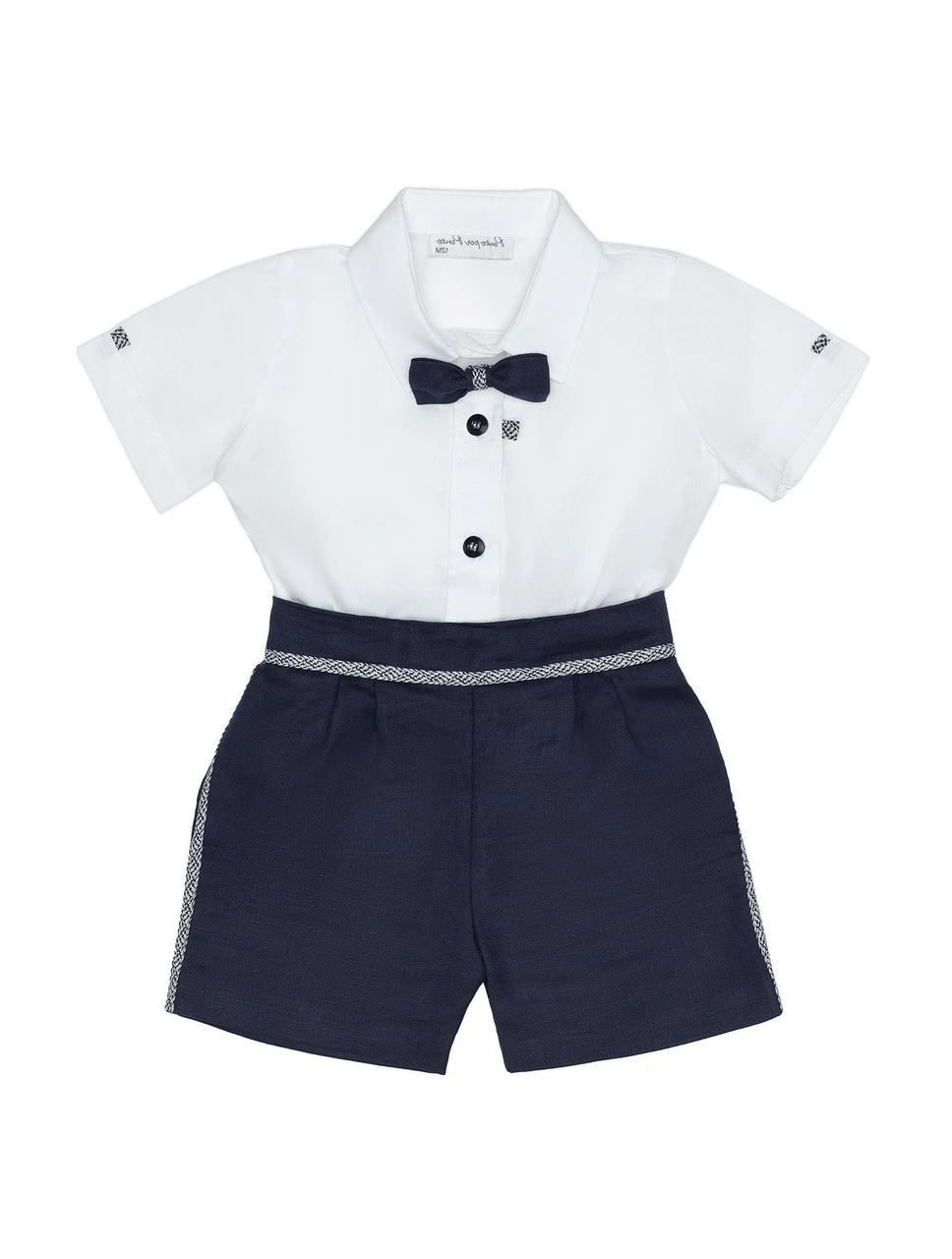 Ponto Por Ponto White & Navy Baby Boys Outfit 5 Ponto Por Ponto White & Navy Baby Boys Outfit - Image 3