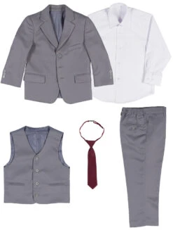 Baby Boys Grey Suit With Red Tie 11 Baby Boys Grey Suit With Red Tie -Stylish Children's Clothing Store flat 5 54708.1619021390