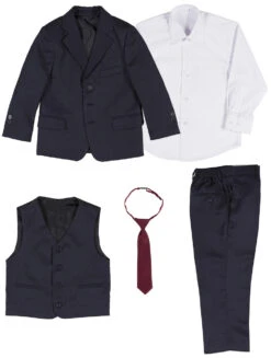 Baby Boys Navy Suit With Burgundy Tie -Stylish Children's Clothing Store flat 7 68754.1619021383