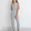 Girls Grey Double Breasted Jumpsuit