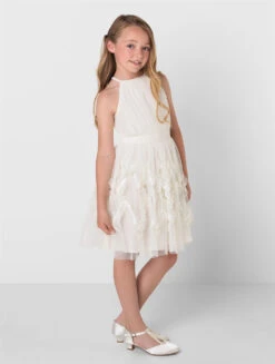 Junior Bridesmaids Ivory Sustainable Dress - Ivy -Stylish Children's Clothing Store ivy iv 02b 11922.1657299959