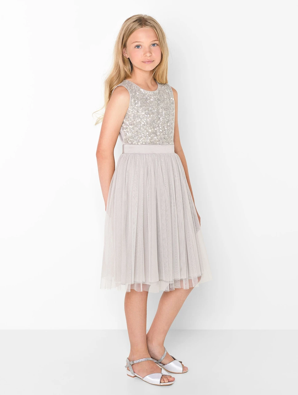 Mini Maya Girls Soft Grey Dress 3 Mini Maya Girls Soft Grey Dress