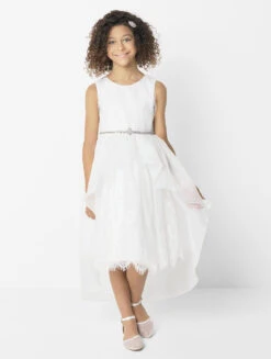 Paisley Of London Ivory Communion Dress With Pearl Belt