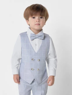 Boys Checked Light Blue Waistcoat Suit -Stylish Children's Clothing Store paisley charlie blue 1 1 55892.1644322755