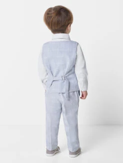 Boys Checked Light Blue Waistcoat Suit -Stylish Children's Clothing Store paisley charlie blue 3 1 09468.1619021499