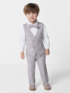 Boys Checked Light Grey Waistcoat Suit -Stylish Children's Clothing Store paisley charlie grey 2 1 46855.1644322900
