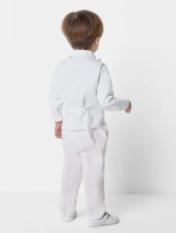 Boys Windowpane Checked White Waistcoat Suit -Stylish Children's Clothing Store paisley charlie white 3 1 94042.1678879910