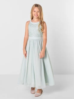 Girls Mint Flower Girl Dress