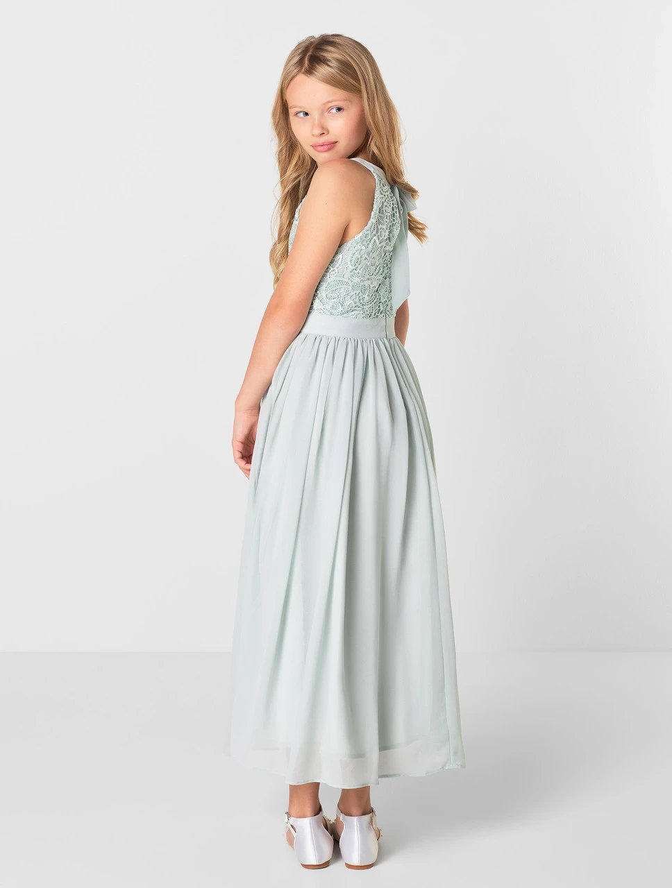 Girls Mint Flower Girl Dress 5 Girls Mint Flower Girl Dress - Image 3