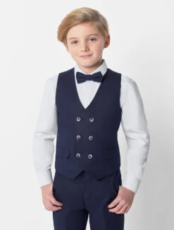 Boys Navy Waistcoat & Trousers Suit Set