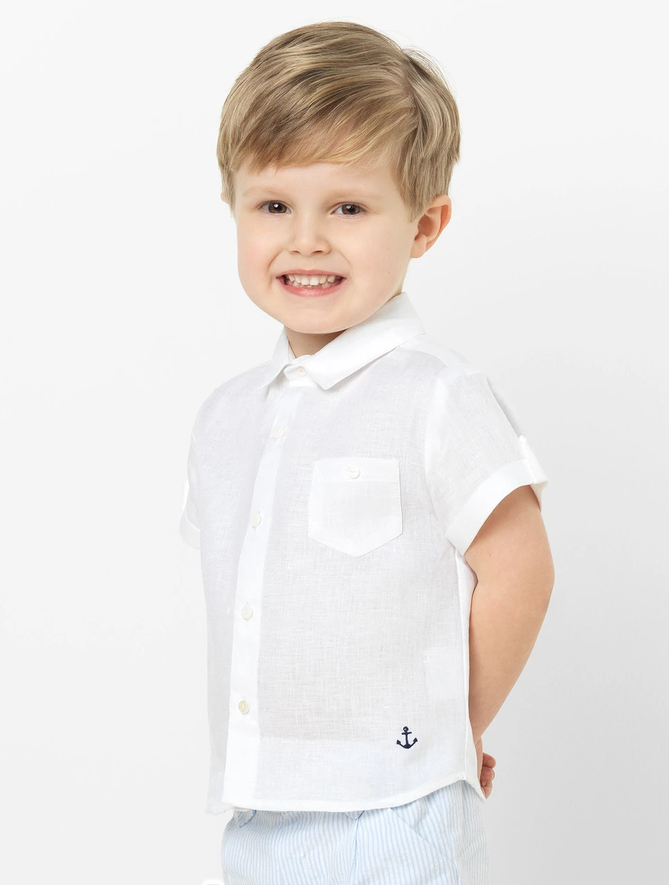 Patachou Boys White Short Sleeved Shirt 4 Patachou Boys White Short Sleeved Shirt - Image 2