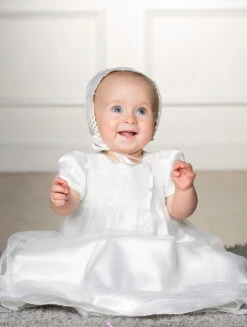 Peppermint Baby Girls White Christening Gown