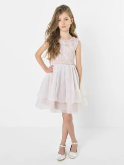 Girls Pink Champagne Dress Designed By Roco