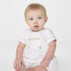 Roco Baby Boys White & Champagne Romper -Stylish Children's Clothing Store roco rowe white champagne 1 53900.1619021556