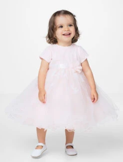 Sarah Louise Girls Peach & Ivory Dress