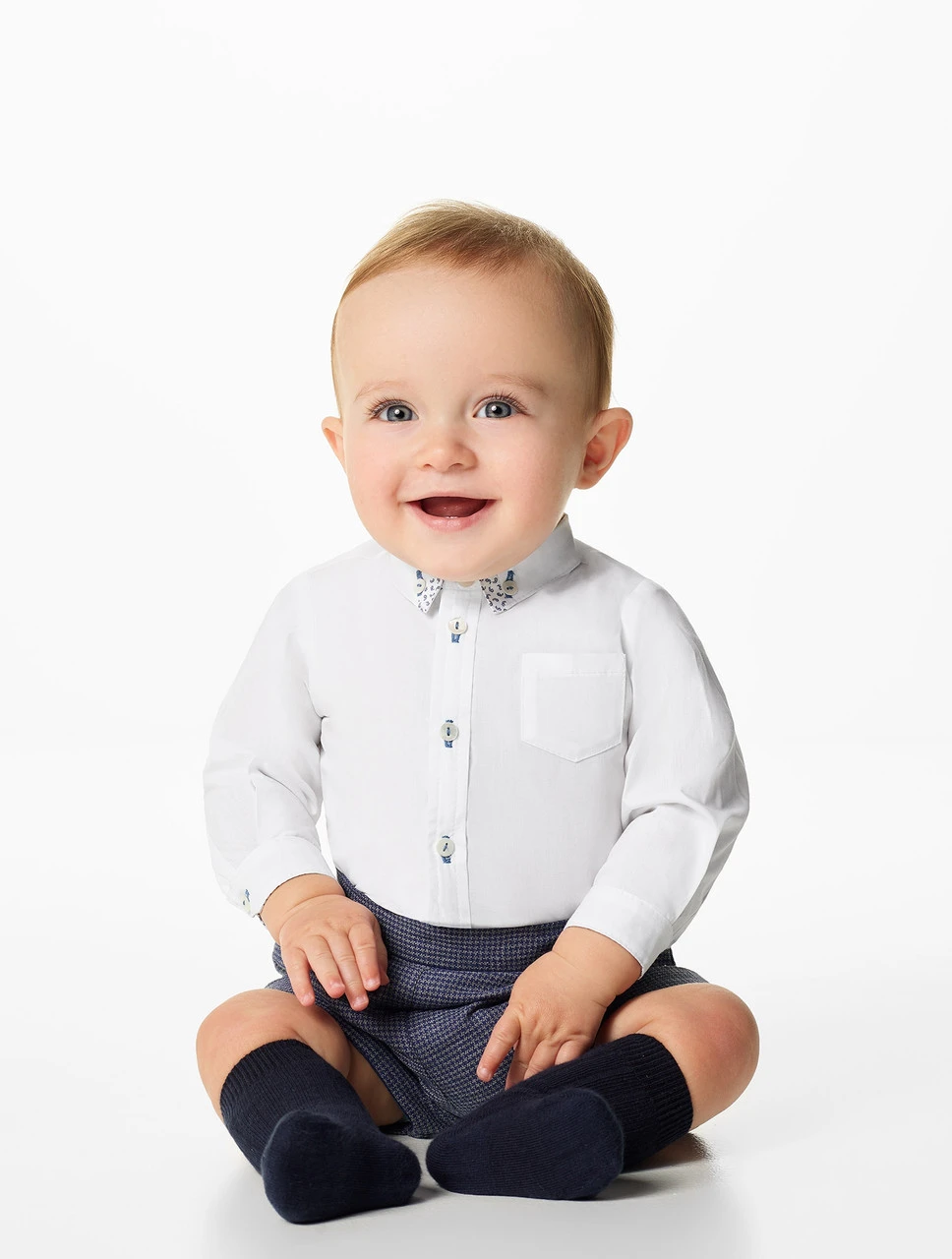 Sarah Louise Baby Boys White & Grey Romper 3 Sarah Louise Baby Boys White & Grey Romper