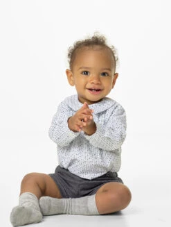 Sarah Louise Baby Boys Grey & Ivory Romper