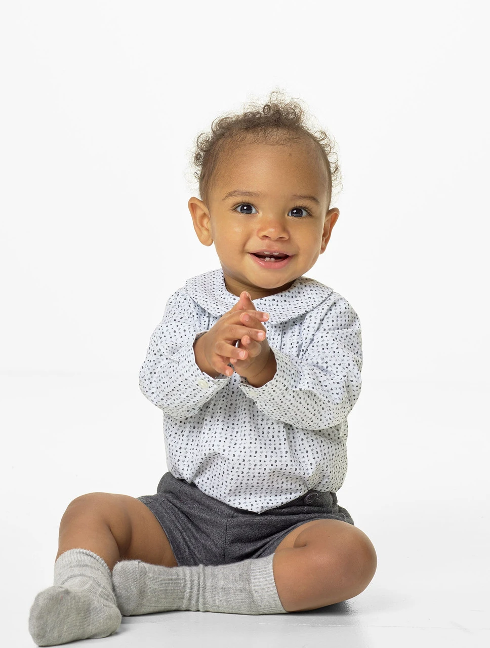 Sarah Louise Baby Boys Grey & Ivory Romper 3 Sarah Louise Baby Boys Grey & Ivory Romper