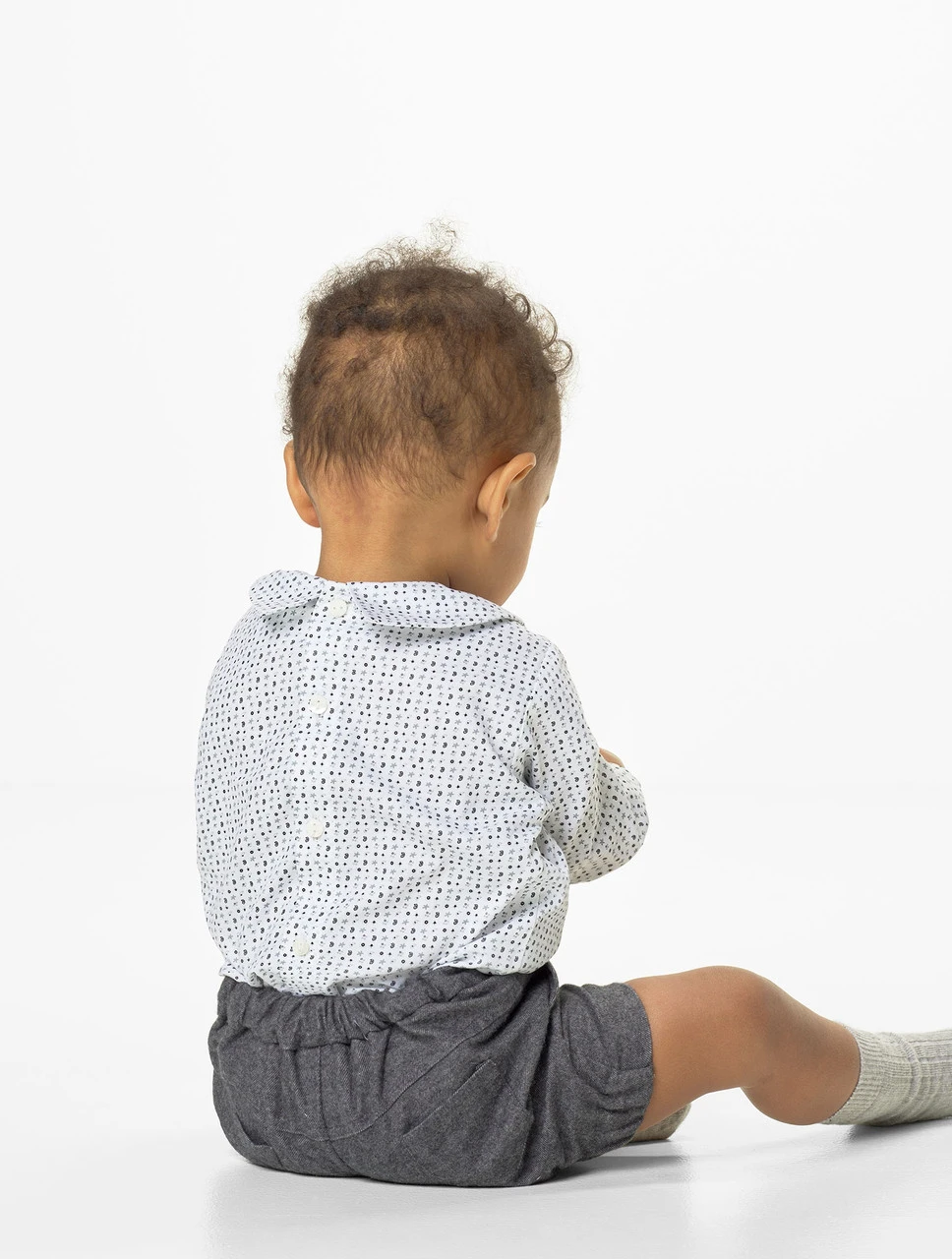 Sarah Louise Baby Boys Grey & Ivory Romper 4 Sarah Louise Baby Boys Grey & Ivory Romper - Image 2