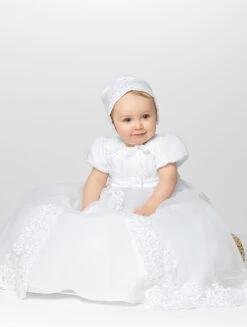 Sarah Louise Girls White Christening Gown